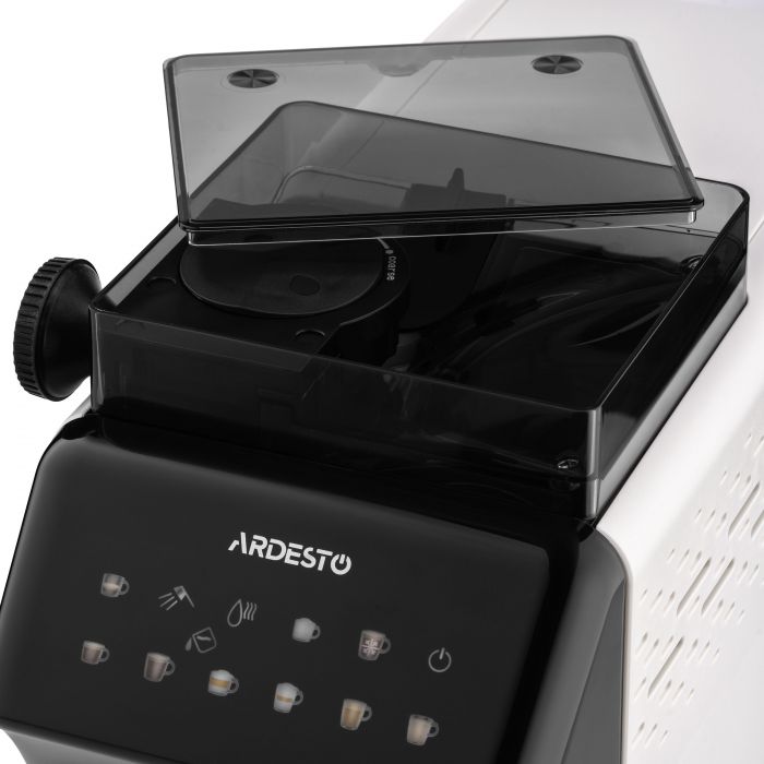 Кавомашина ARDESTO, 2л, зерно, автомат.капуч, дисплей, авторецептів -9, біло-чорний