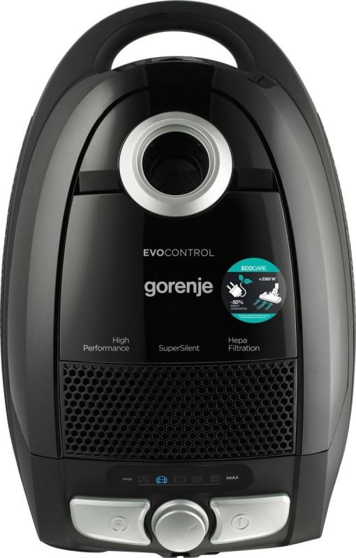 Пилосос Gorenje мішковий, 800Вт, конт пил -3л, HEPA, телескоп трубка, чорний