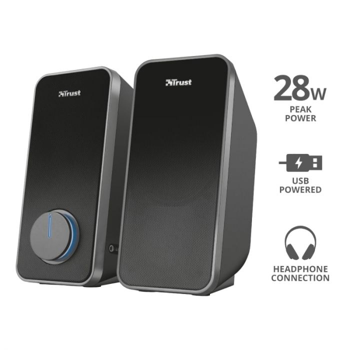 Акустична система Trust Arys 2.0, 14Вт, USB/AUX, чорний