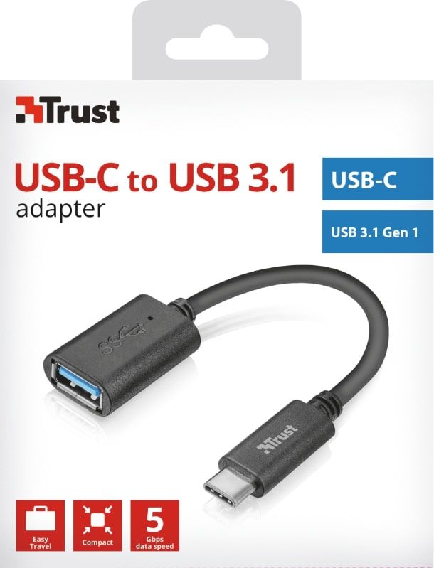 Адаптер Trust Calyx USB-C > USB3.0, 0.09м, чорний