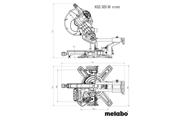 Пила торцювальна Metabo KGS 305M з протяжкою 1600Вт диск 305мм 18.6кг