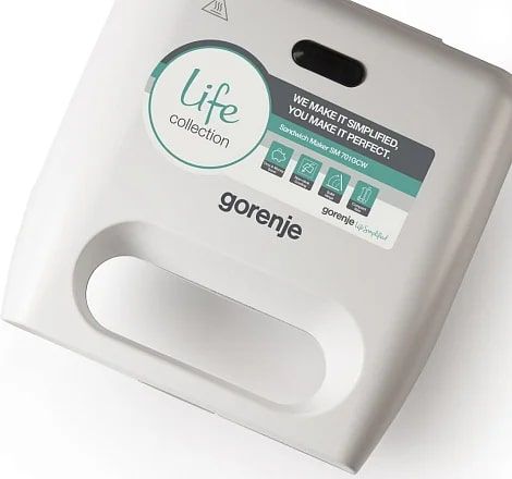 Сендвічмейкер Gorenje 700Вт, алюміній, 1 пластина-гриль , корпус-пластик, білий
