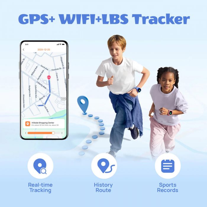Дитячий годинник-телефон Mibro P6, 1.4", 240x280, GPS, 2MP, 900мА·год, 2АТM, рожевий