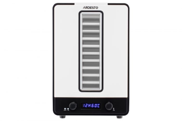 Сушарка для продуктів ARDESTO 550Вт, піддонів - 10+1x3см, макс - 70°С, сітка для ягід, пластик, білий
