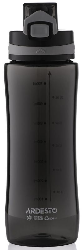 Пляшка для води Ardesto Purity, 800мл, пластик, чорний