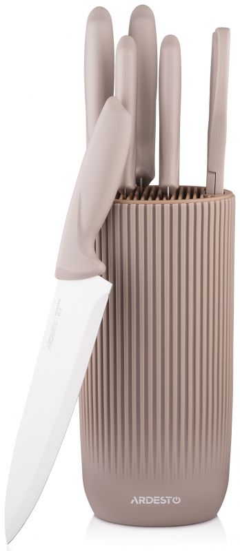 Набір ножів з блоком ARDESTO Gemini, 7 предметів, нержавіюча сталь, пластик, бежевий